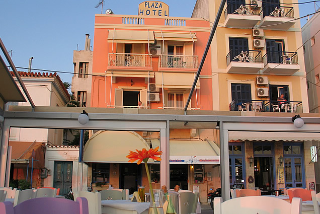 Hotel Plaza - Aegina Town - front view from the Plaza Restaurant