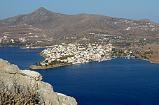 view from the island of Moni towards Perdika
