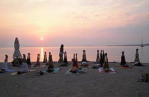 Aeginitissa beach - yoga at the beach - Aegina Beaches - AeginaGreece.com