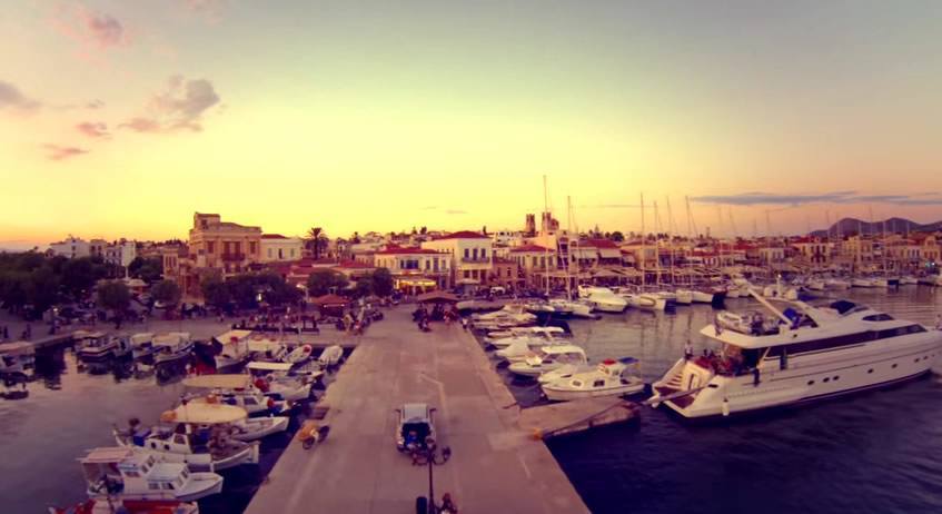 Arial view of Aegina port