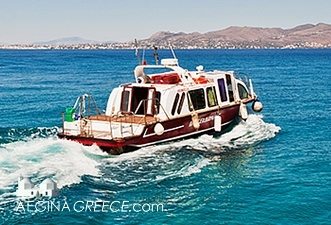 Takis water taxi leaving Agistri heading towards Aegina island