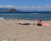 Sunbathing on Marathonas B on Aegina island