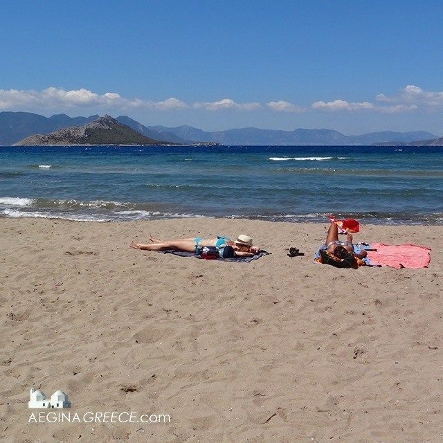 Sunbathing on Marathonas B on Aegina island