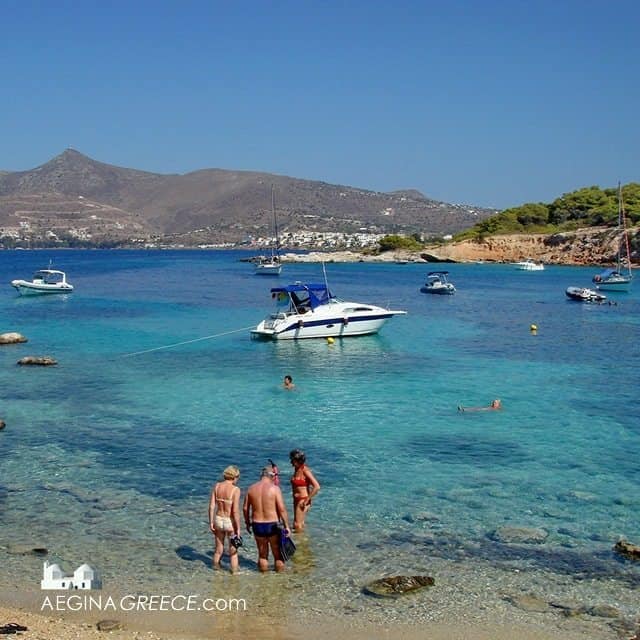 The beach on Moni island can easily be reached from the village of Perdika.