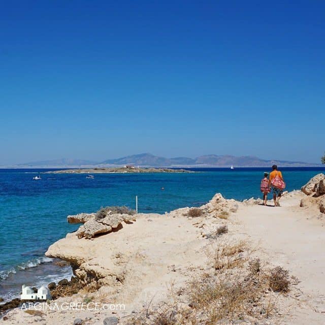 The quiet Vagia Tourlos beach area on Aegina island